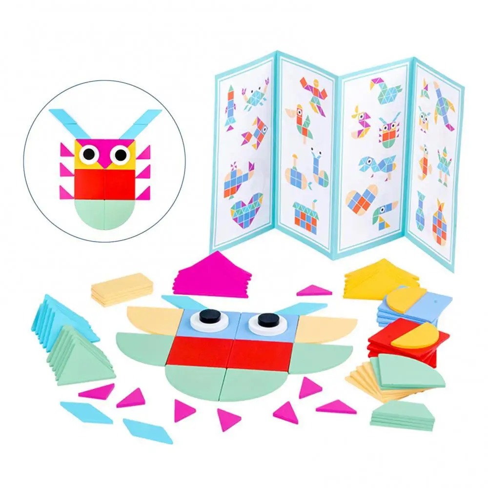 

Kids Wooden Geometric Building Block Jigsaw Puzzle Educational Learning Toys