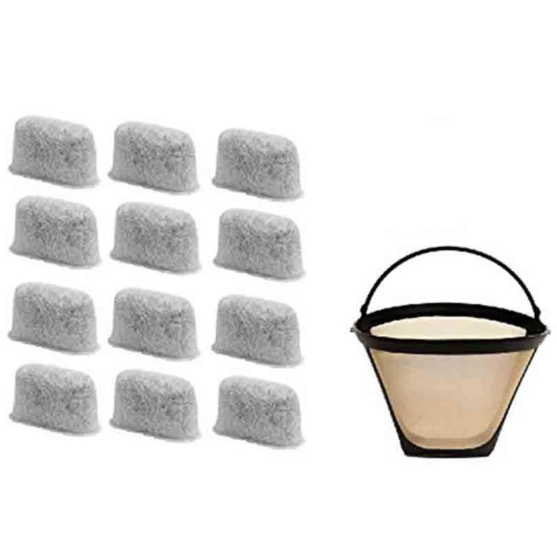 

8-12 Cup Coffee Filter & Set of 12 Charcoal Water Filters for Cuisinart Coffee Maker and Brewers. Replaces for Cuisinart No.4 Co