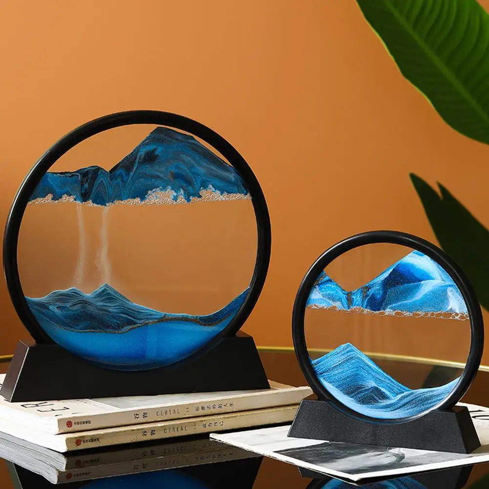 

Круглая движущаяся пескоструйная картина из стекла, 3D глубокая горная пескоструйная пейзаж в движении, движущаяся пескоструйная рамка, мон...