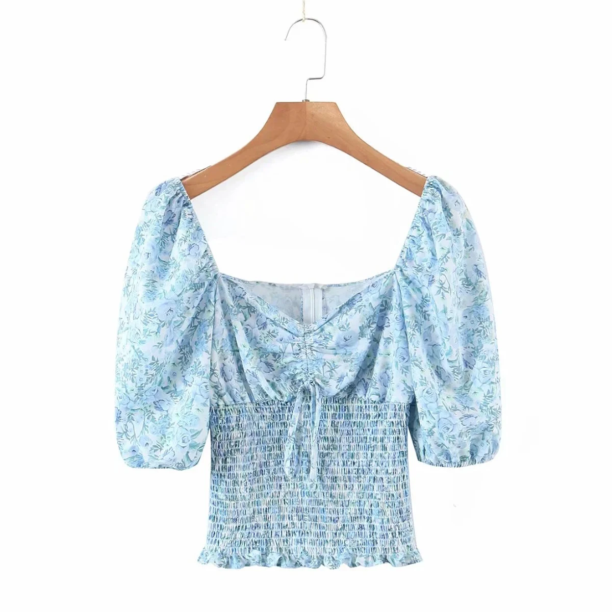 

Sexy V Neck Cotton Short Sleeve Crop Length Blouses DLSY345