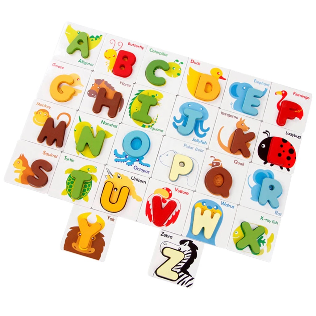 

Деревянные алфавитные буквы ABC, карточки с животными, детские развивающие игрушки