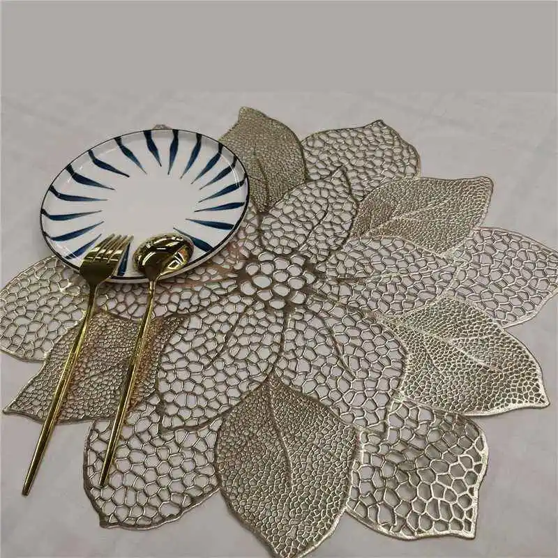 Полый Бронзовый кухонный Противоскользящий коврик в виде лотоса для западного