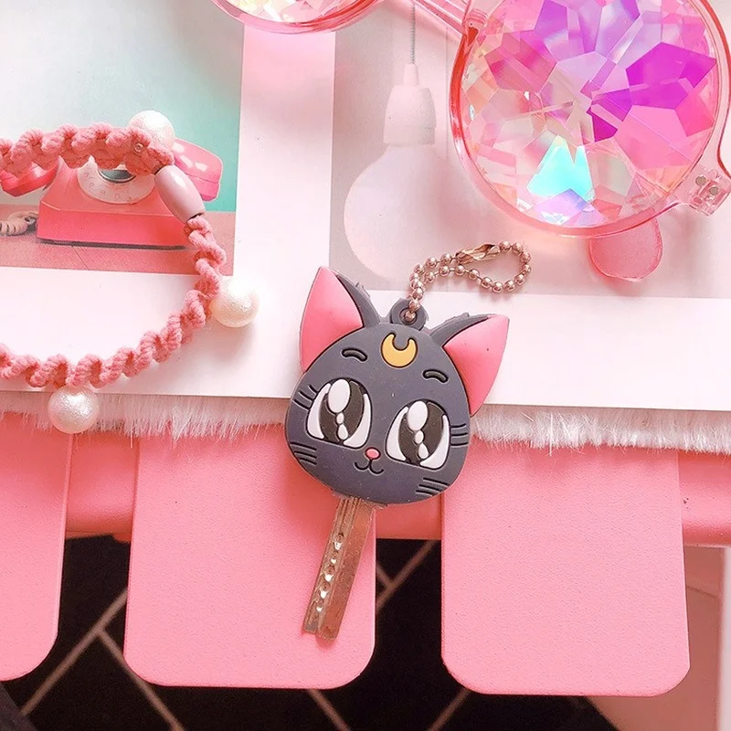 Аниме Сейлор брелок Луна милый силиконовый защитный чехол для ключей кошка