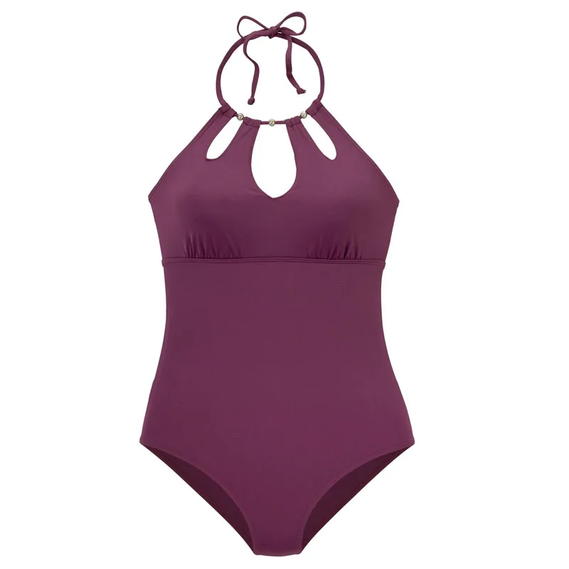 

Sexy Plus Size One Piece Swimsuit Swimwear Women Solid High Neck Monokini Cutout Female Padded Bathing Suit Maillot De Bain 2020