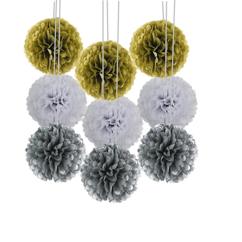 9 шт./компл. тканевые помпоны свадебные декоративные бумажные шарики Помпоны для