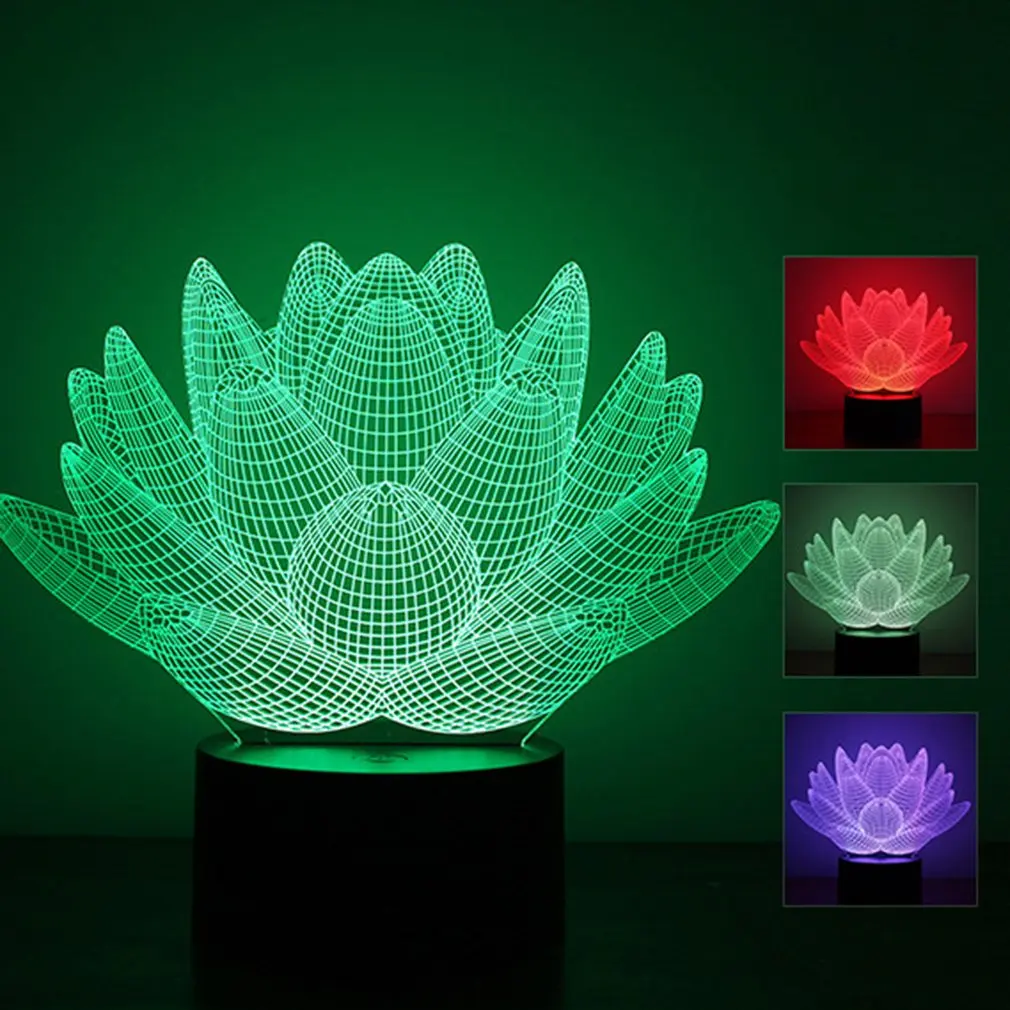 Красочный 3D ночной Светильник Лотос Уход за глазами светодиодный светильник