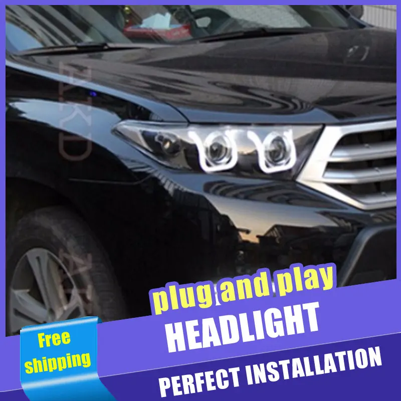 2 шт. автомобильный стиль светодиодный фары для Toyota Highlander 2012-2013 головной лампы DRL
