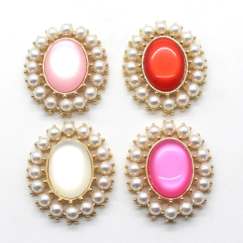 

Metal Crafts, 10Pcs Resin Cat Eyes Embellished With Pearl Buttons, Scrapbook Decoration Accessories DIY Handmade