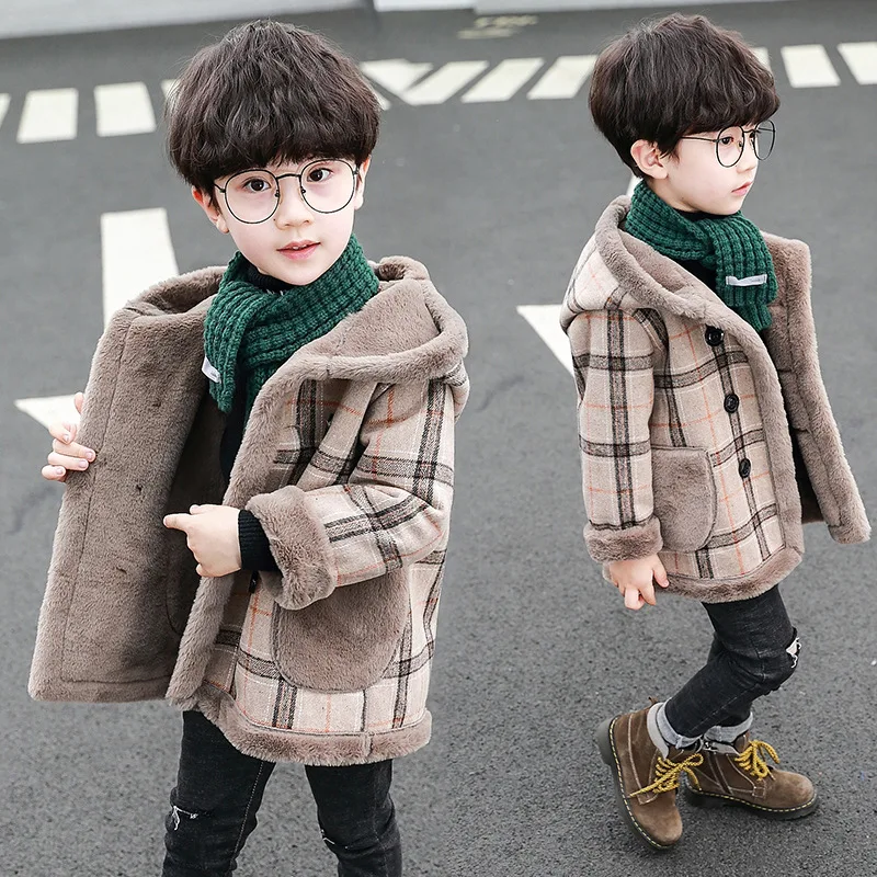 

Boy's Baby Jacket Autumn and Winter Models Casual Woolen Coat Children's Foreign Style Thickening Korean Clothes 10 Years Hot
