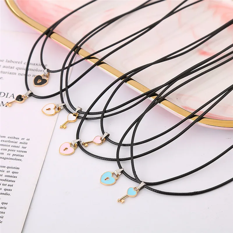 Новинка яркое ожерелье для пары винтажное с подвеской-замком веревочная цепочка