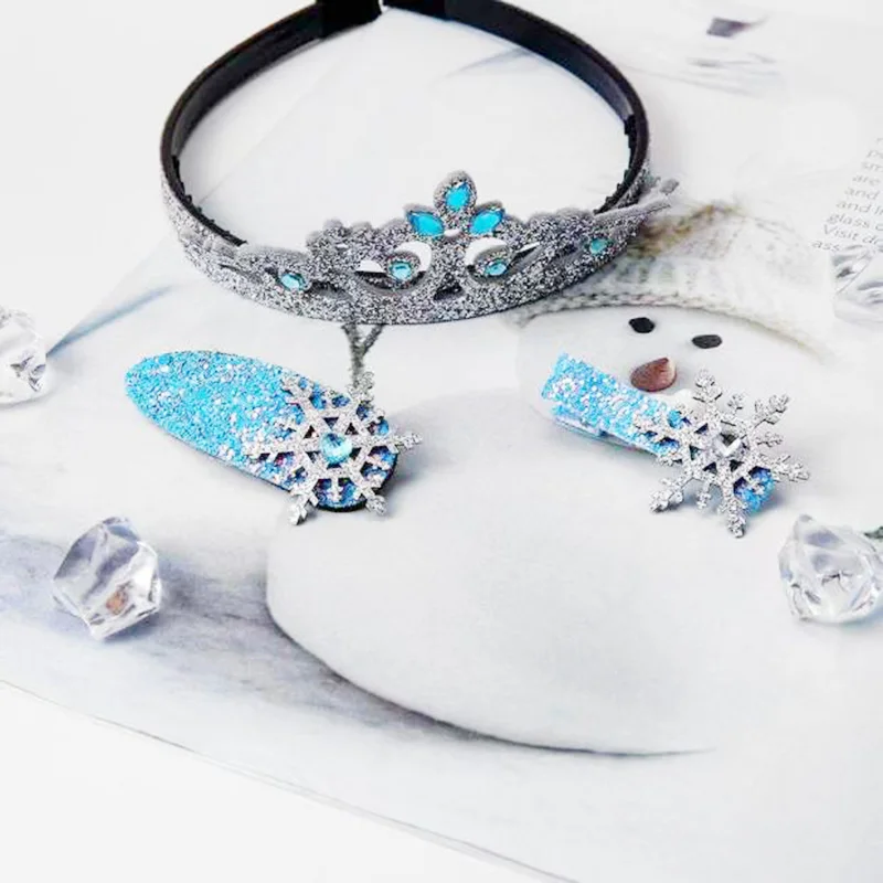 Barrettes Set 12 MISM 1pc Blue Sequins Bow Scrunchy Snowflake Bobby Clips Starry Hair Clips Girls Rubber Bands Hair Accessories Christmas Gifts - Цвет: Barrettes Set 12