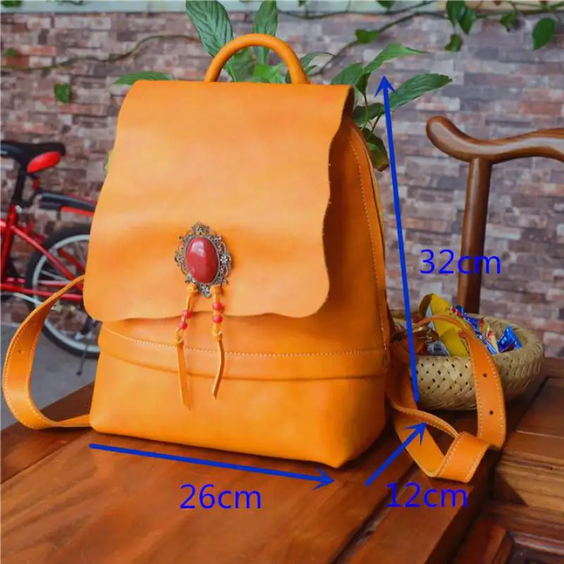 

Johnature Vintage Nature First Layer Cow Leather Bagpack Women Bag 2021 New High Quality Large Capacity Backpack Travel Bag
