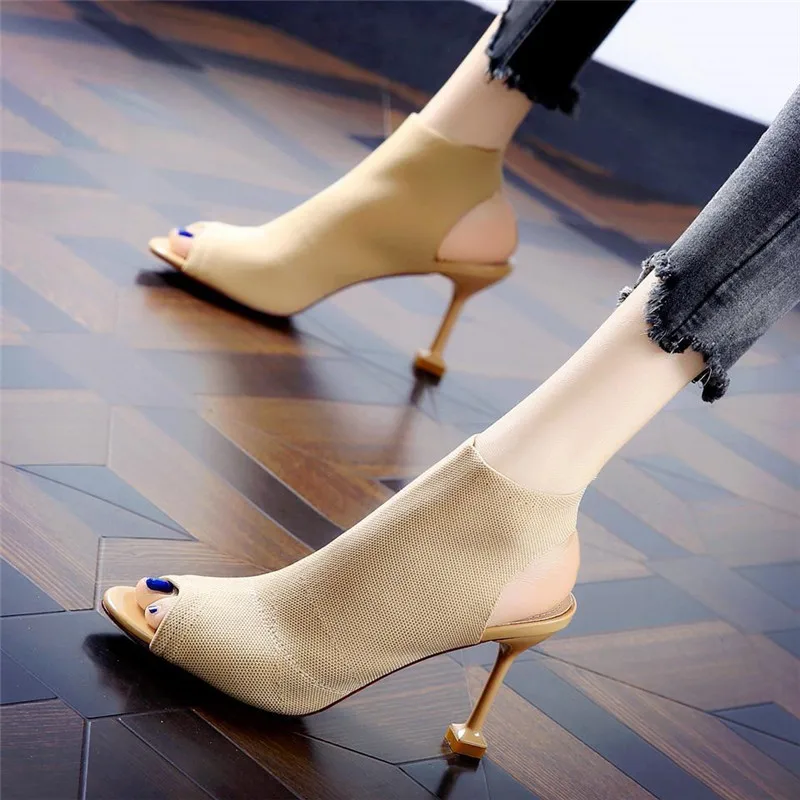 

High Heel sandals women New Summer shoes woman Europe Thin Heels Slip-On Open Toe female shoes