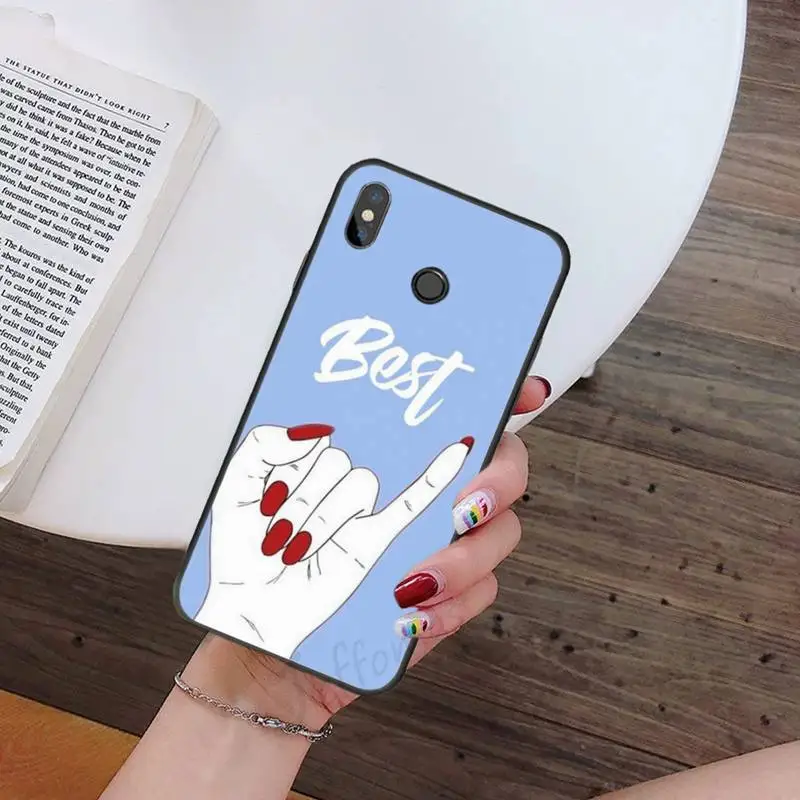 

Best Friend love hand red girl Phone Case For Xiaomi Redmi 7 9t 9se k20 mi8 max3 lite 9 note 8 9s 10 pro Soft Shell Cover Funda