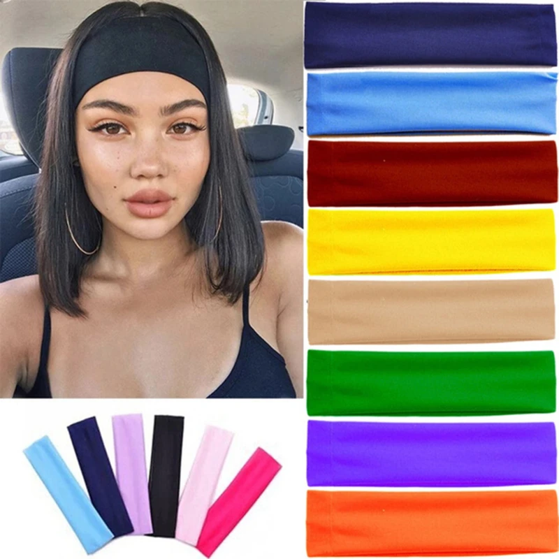 Elastic Absorbing Sweat Yoga Headband Candy Color Hairband Sports Solid Headdress Wash Makeup Headwear Accessories |