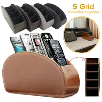 new arrival 53 grid pu leather desktop organizer pen remote control phone and tv holder desk storage box office home stationery