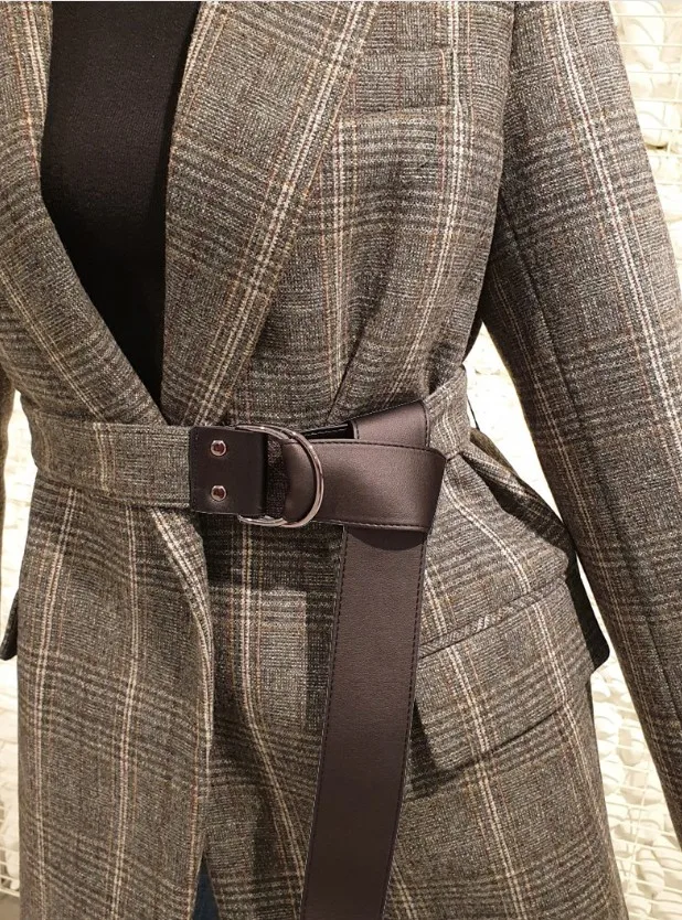 

Retro Plaid Jacket 2019 New Spring and Autumn Women's Suit Collar Long Sleeve Blazer Coat Female Casual Outwear