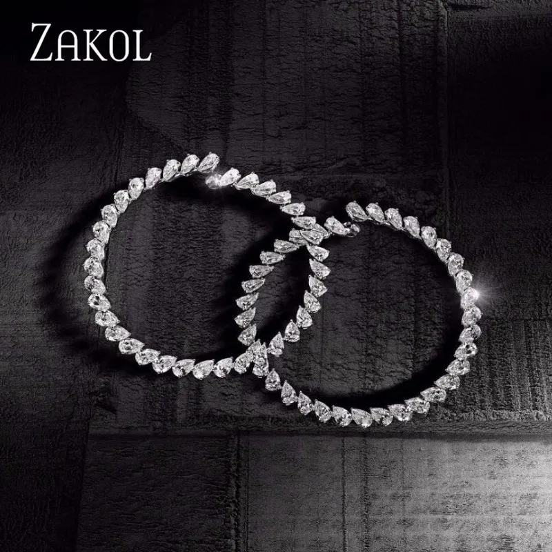 ZAKOL новые модные большие круглые серьги гвоздики Прозрачная Круглая Форма