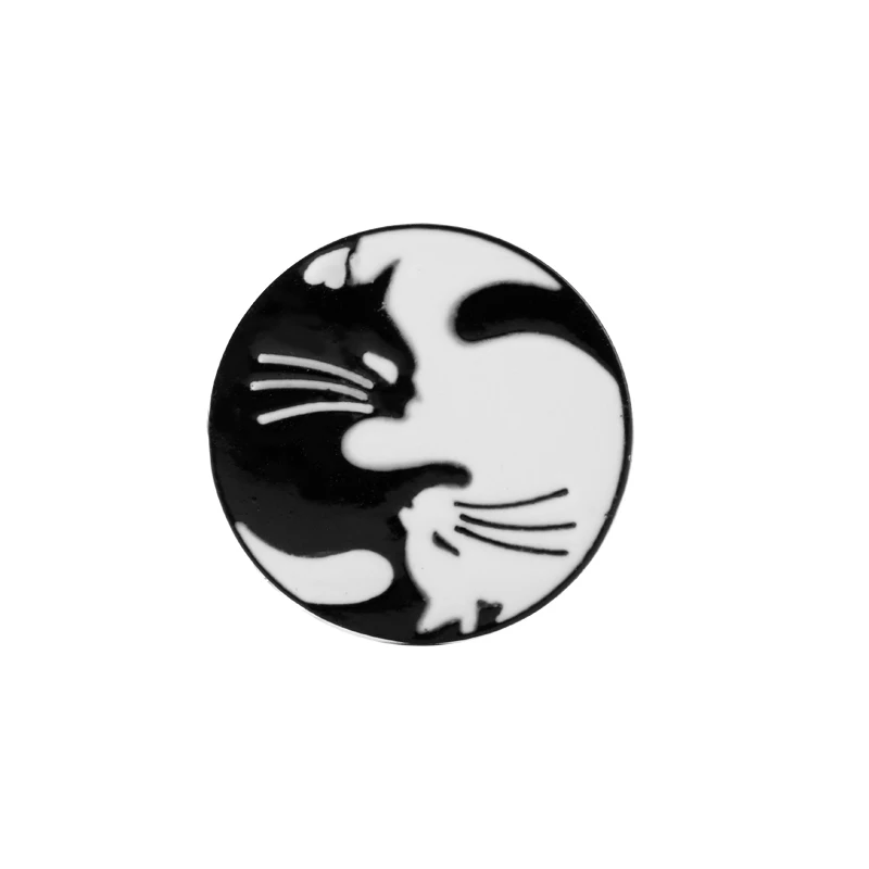 Лидер продаж белое с изображением черного кота круглый значок милое черно