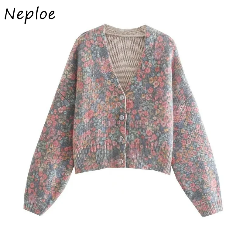 Осенне-зимний Новый Нежный вязаный кардиган Neploe Женский однобортный свитер с