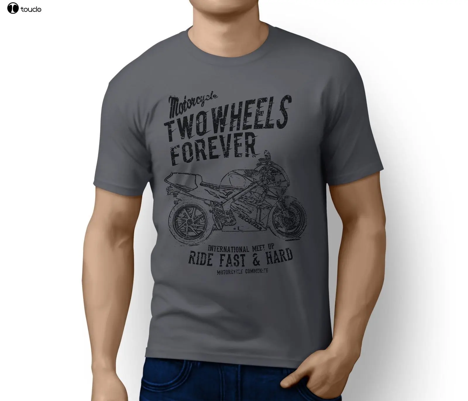 Мужская летняя футболка из 100% хлопка с принтом O NeckJapan Moto RVF 400 NC35|Мужские футболки|