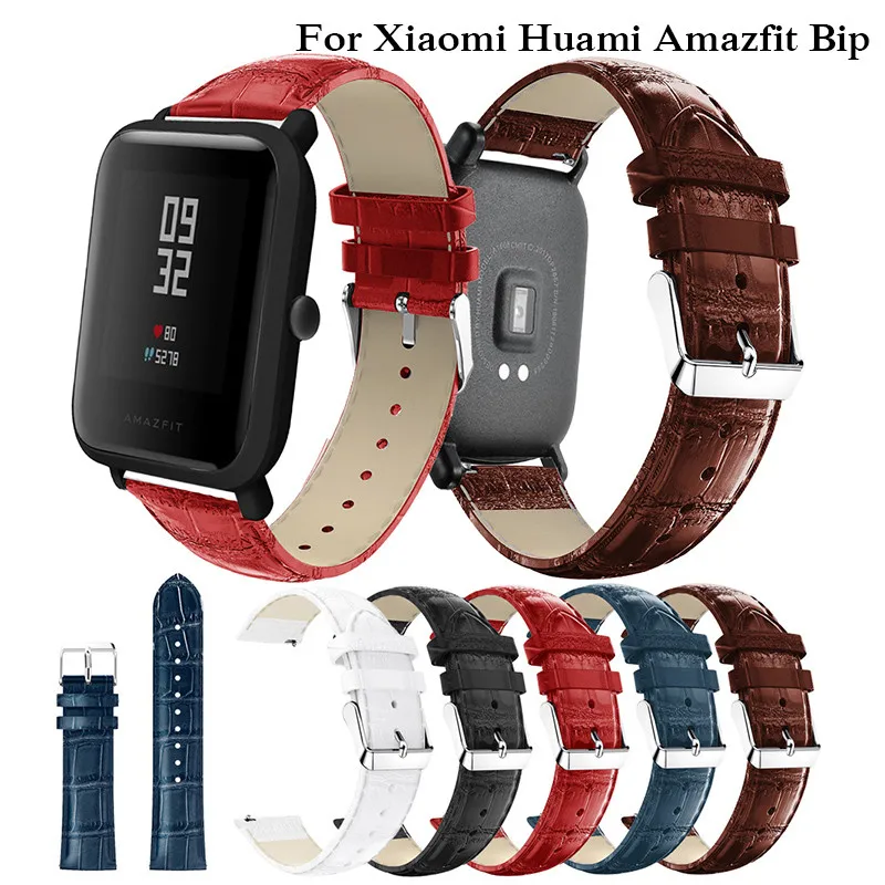 Ремешок кожаный 20 мм с металлической пряжкой для умных часов Xiaomi Huami Amazfit Bip BIT Lite