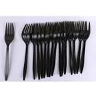 Черные пластиковые столовые приборы из ПП, 16 шт., нож, ложка, вилка, посуда для Хэллоуина, одноразовые столовые приборы, товары для дня рождения, барбеквечерние