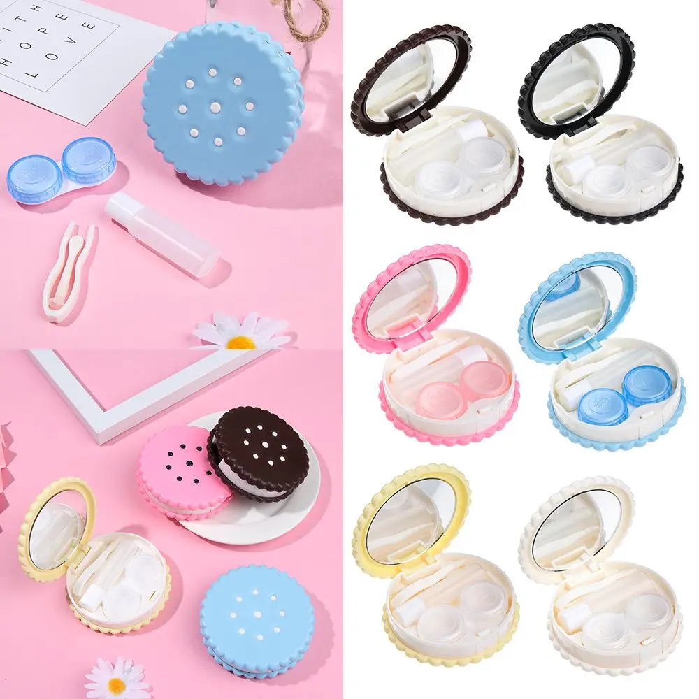 Дорожный милый чехол для контактных линз карамельного цвета с зеркалом