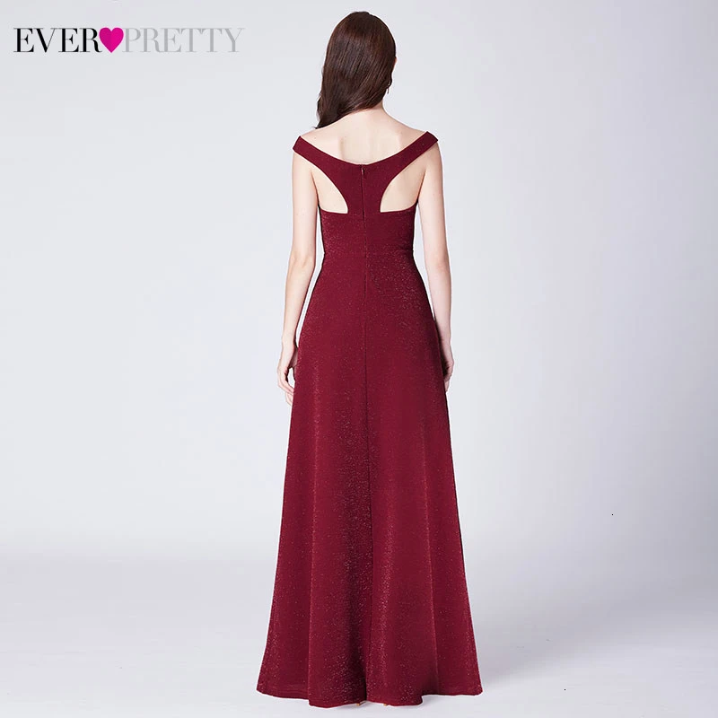 Ever Pretty Выпускные платья Burgundy трапециевидной формы с двойным v-образным вырезом безрукавный с Боковым Разрезом элегантные вечерние платья Laurea Robe Adolescente
