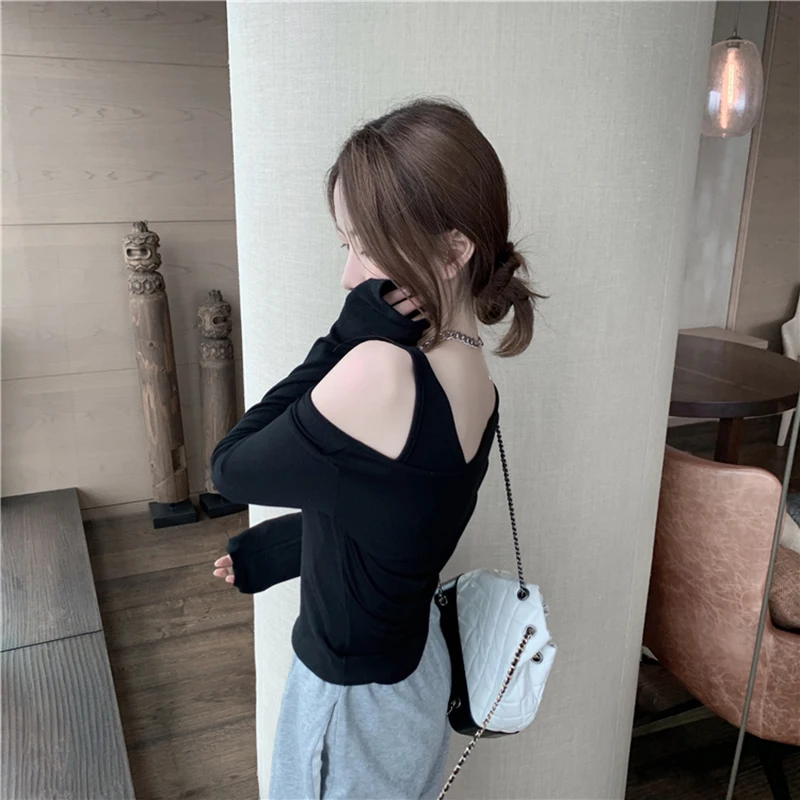 

Women Tops Sexy T-Shirt 2021 New Fake Two-Piece Set Of Solid Slim Knit Bottoming Shirt Long Sleeve T-Shirt Women's Clothing