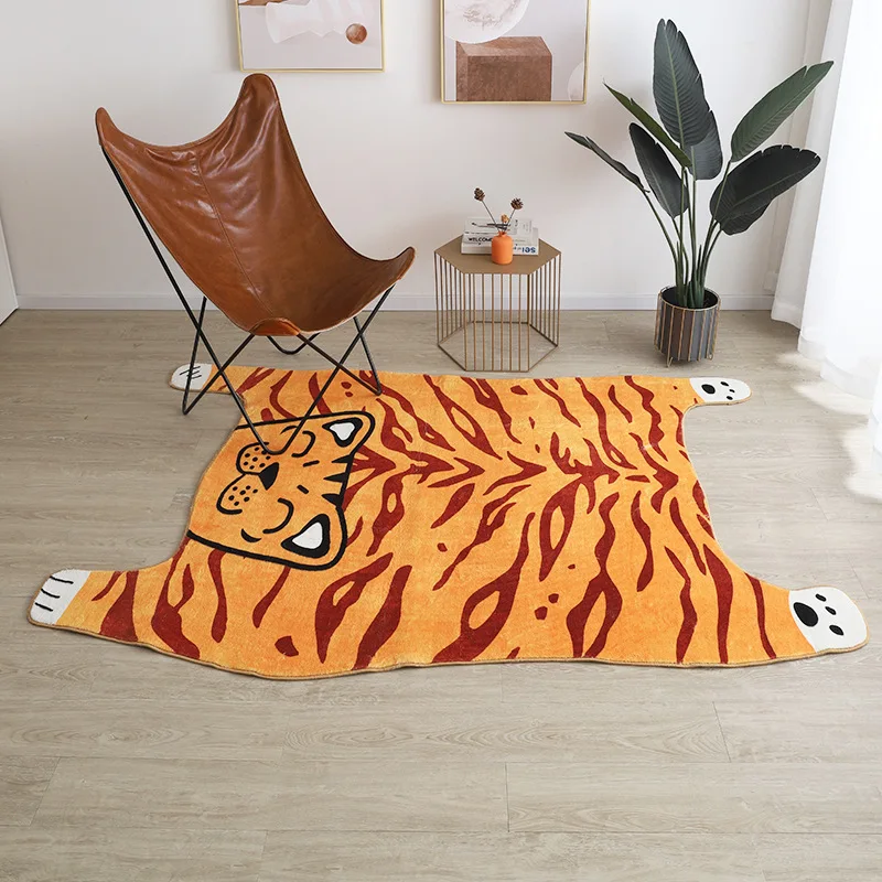 

Nordic Cartoon Imitation Tiger Pattern Carpet Children's Room Bedroom Living Room Bedside Tea Table Decorative Floor Mat