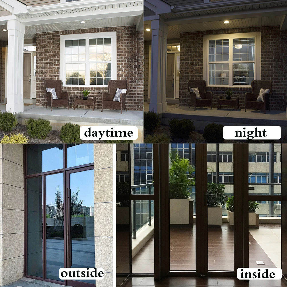

Black-Silver Self Adhesive Glass Sticker Vinyl One Way Vision Mirror Effect Window Tint Film UV Rejection Heat Control for Home