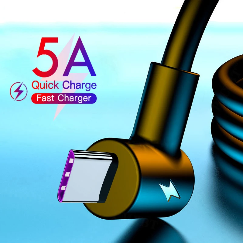 

1 2 3m Super Fast Charge Data Type C 5A USB C Cable For Samsung Huawei P40 pro Xiaomi TypeC Charger long Mobile Phone Wire Cord