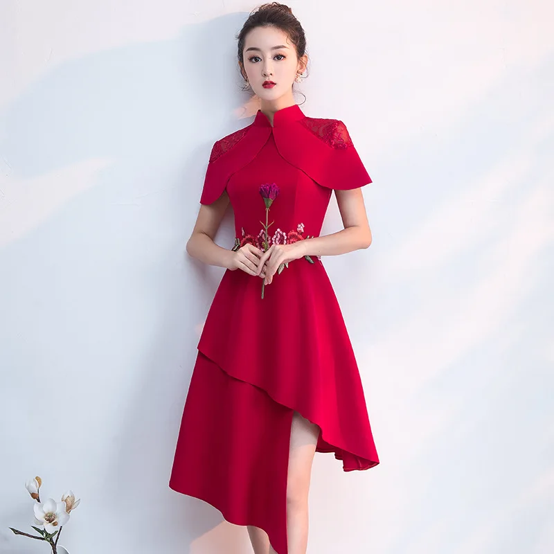 

Mandarin Collar Oriental Style Banquet Dresses Chinese Vintage Traditional Wedding Cheongsam Elegant Evening Party Gowns
