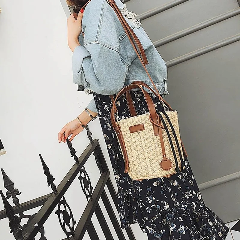 Women Straw Shoulder Bag Vintage Bags Mini Messenger Beach Casual Wicker | Багаж и сумки