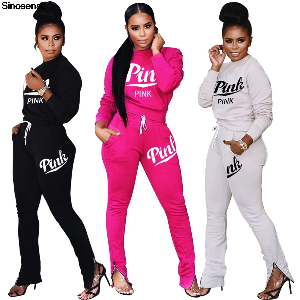 Новая осенняя одежда розового цвета с буквенным принтом комплект из 2 предметов