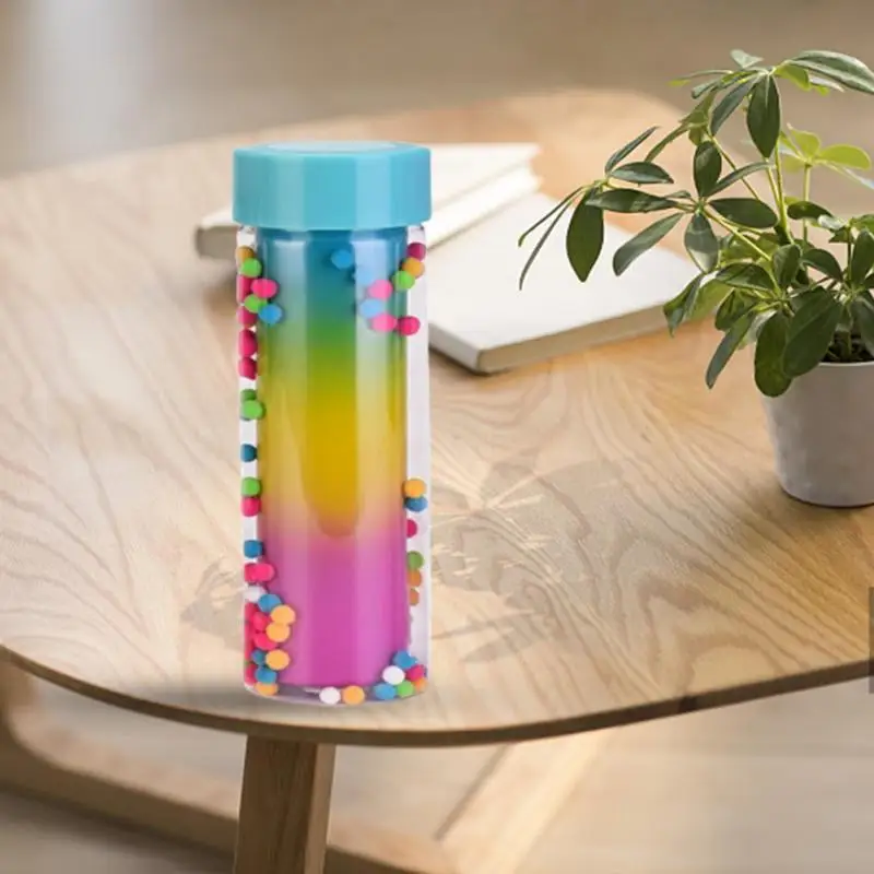 500ML Creative Gradient Color Plastic Cup Rainbow Double Layer Bottle Sealed And Leak-proof Outdoor Cute Straw Drinkware | Дом и сад