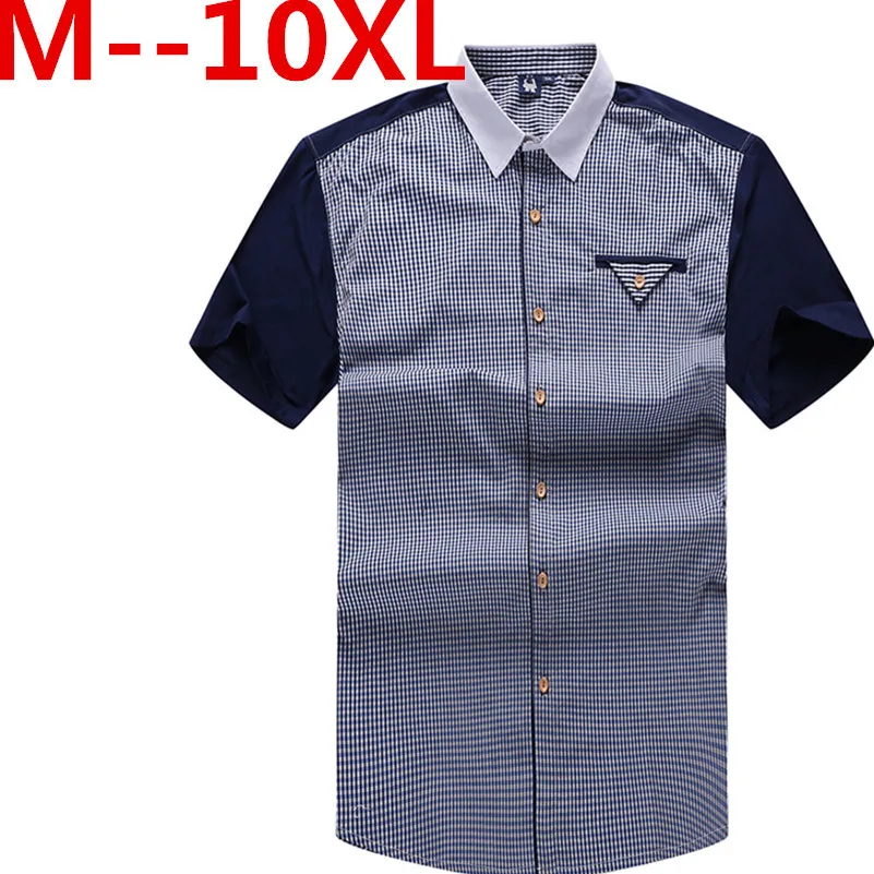 10XL 8XL 6XL 5XL хлопковое мужское платье с коротким рукавом рубашки модные