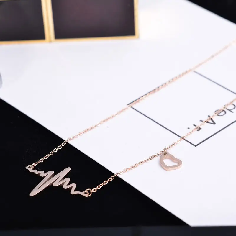 Женская подвеска из нержавеющей стали под розовое золото ожерелье с