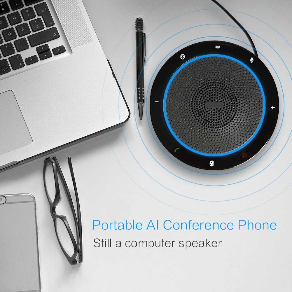 

Home Office Touching Control Built In MIC Bluetooth Speaker Loud Sound Conference Portable Plastic Web Meeting For Mobile Phone