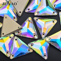 junao 12mm 16mm 22mm sewing clear ab triangle glass rhinestones flatback fancy strass diamond sewn crystal stone for crafts