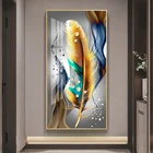 Скандинавский холст, абстрактная живопись, принт с золотыми перьями, украшение, картина для гостиной, скандинавский Декор для дома, настенный постер