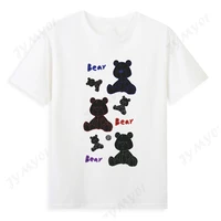 funny bear t shirt fashion cotton mens shirt black bear kawaii woman short sleeved fashion bear pattern t shirt