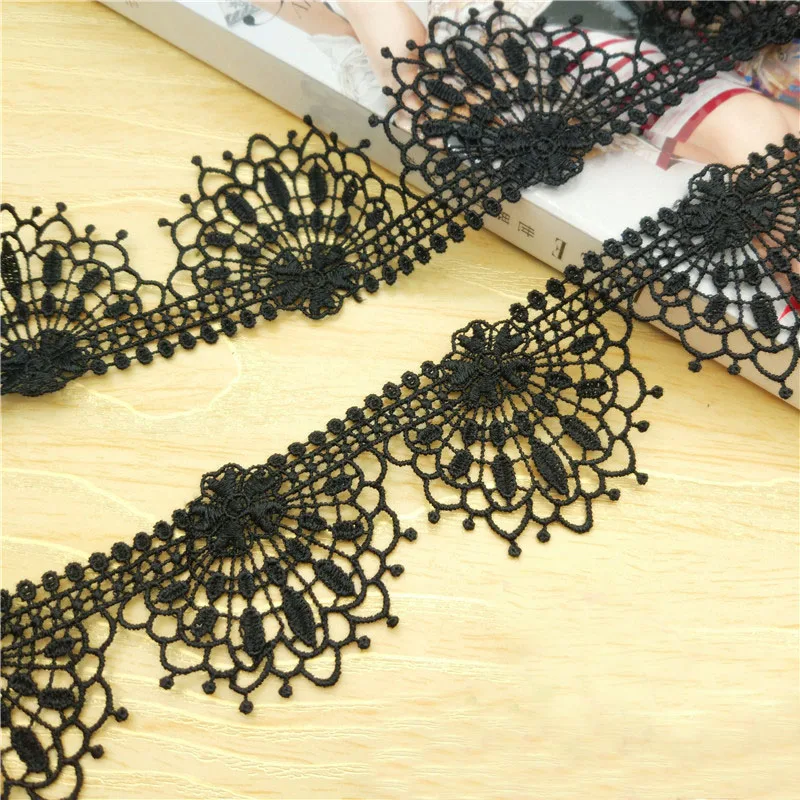 1 ярд черная вышитая кружевная основа для одежды домашние декоративные занавески