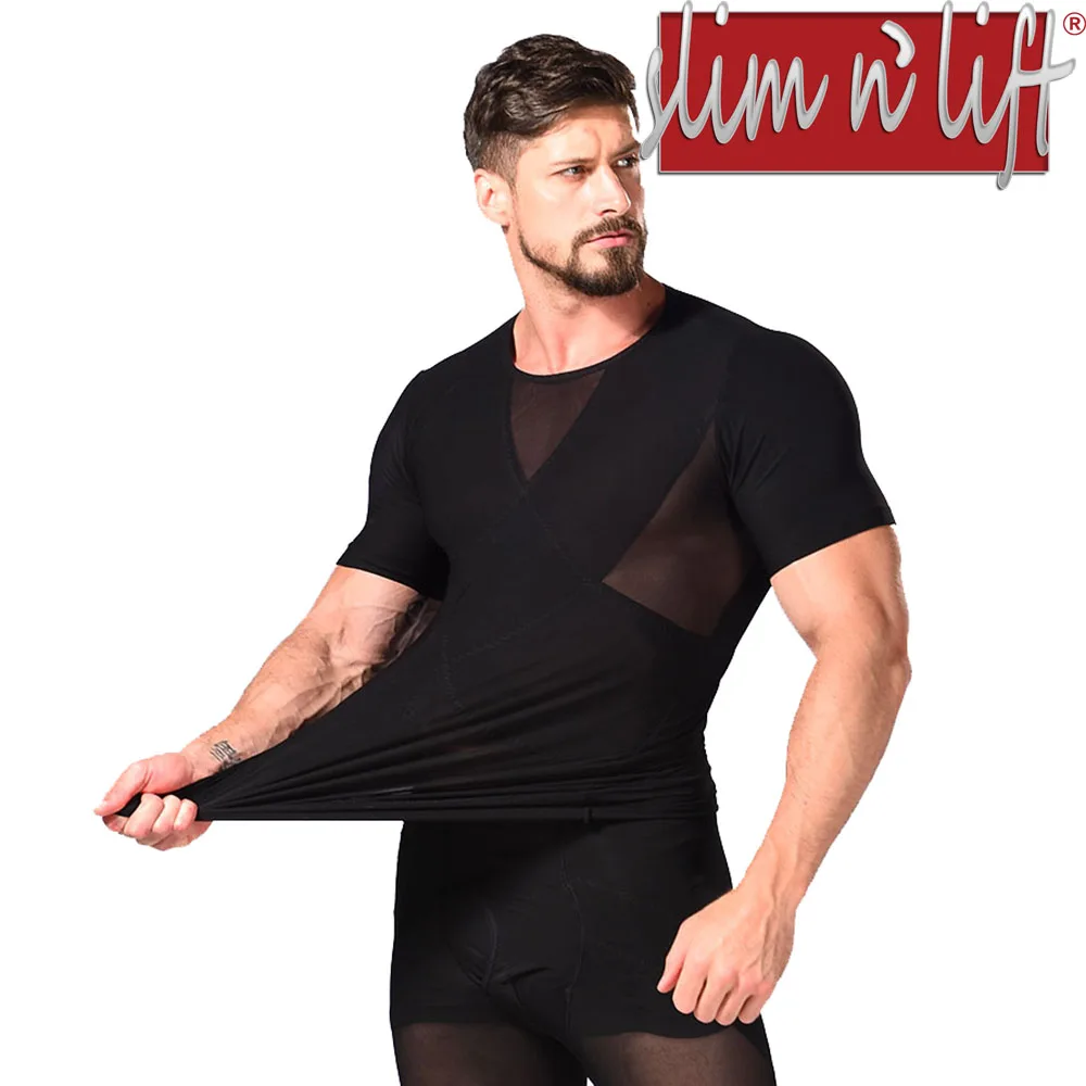 

Men's Slimming Body Shaper Shirts Compression Active Gynecomastia Tops by Slim N Lift