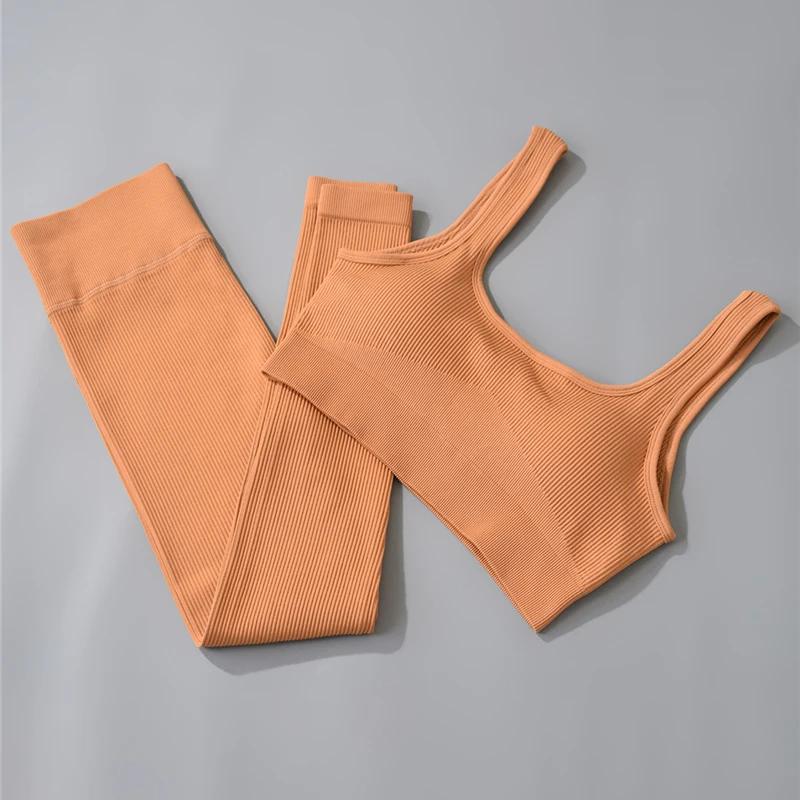 

2021 Yoga Set Seamless Women Crop Top Bra Sport Outfit Leggings Fitness Gym Clothing Workout Suit Sportswear