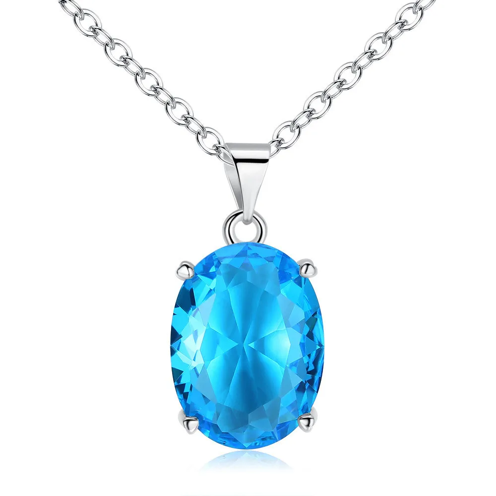 

Women's Clavicles Necklace Lady's Clavicle Chain Personality Blue CZ Pendant Necklace Charms Pendant Necklace Jewelry Gifts
