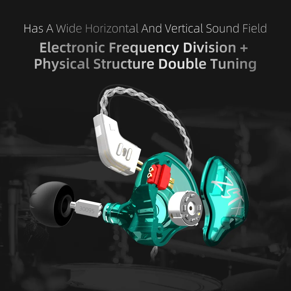 Обновленные гибридные Hi-Fi наушники KZ ZST X 1BA 1DD басовые спортивные шумоподавляющие