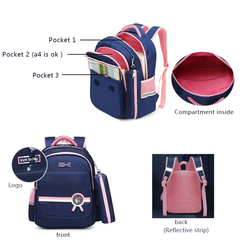 SUN EIGHTNEW Girl Backpack For Children School Bags For Kids Large Capacity 38cm (Height)