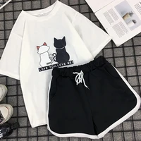 summer tshirts top and shorts 2 piece set tracksuit women beach casual shorts outfits for woman